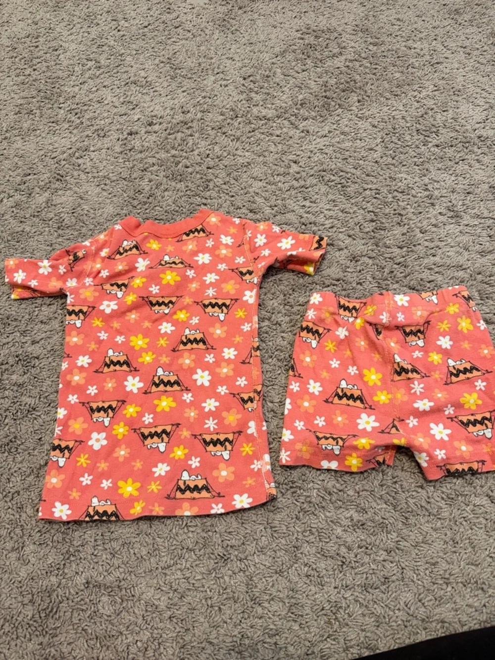 hanna Andersson Snoopy Peanuts Orange Short Sleeve Pajama Set